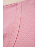 Pink Waffle Knit Bishop Sleeve Split Oversized Sweatshirt - 2XL