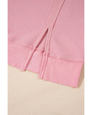 Pink Waffle Knit Bishop Sleeve Split Oversized Sweatshirt - 2XL