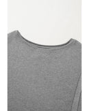 Gray Waffle knit Bishop Sleeve Split Oversized Top - L