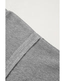 Gray Waffle knit Bishop Sleeve Split Oversized Top - XL