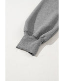 Gray Waffle knit Bishop Sleeve Split Oversized Top - XL