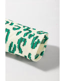 Blackish Green Leopard Print Mock Neck Puff Sleeve Top - M