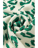 Blackish Green Leopard Print Mock Neck Puff Sleeve Top - M