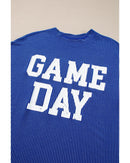 Bluing Corded GAME DAY Graphic Long Sleeve Crewneck Top - XL