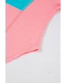 Light Blue Colorblock Striped Drop Shoulder Loose Top - L