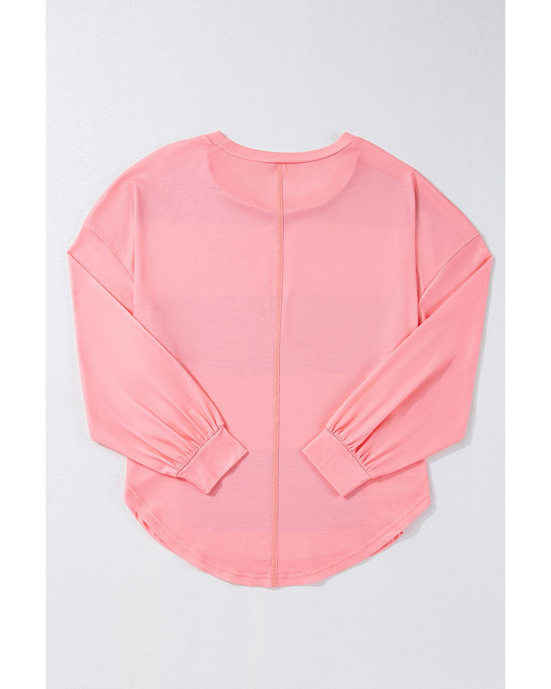 Light Blue Colorblock Striped Drop Shoulder Loose Top - L