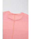 Light Blue Colorblock Striped Drop Shoulder Loose Top - L