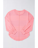 Light Blue Colorblock Striped Drop Shoulder Loose Top - S