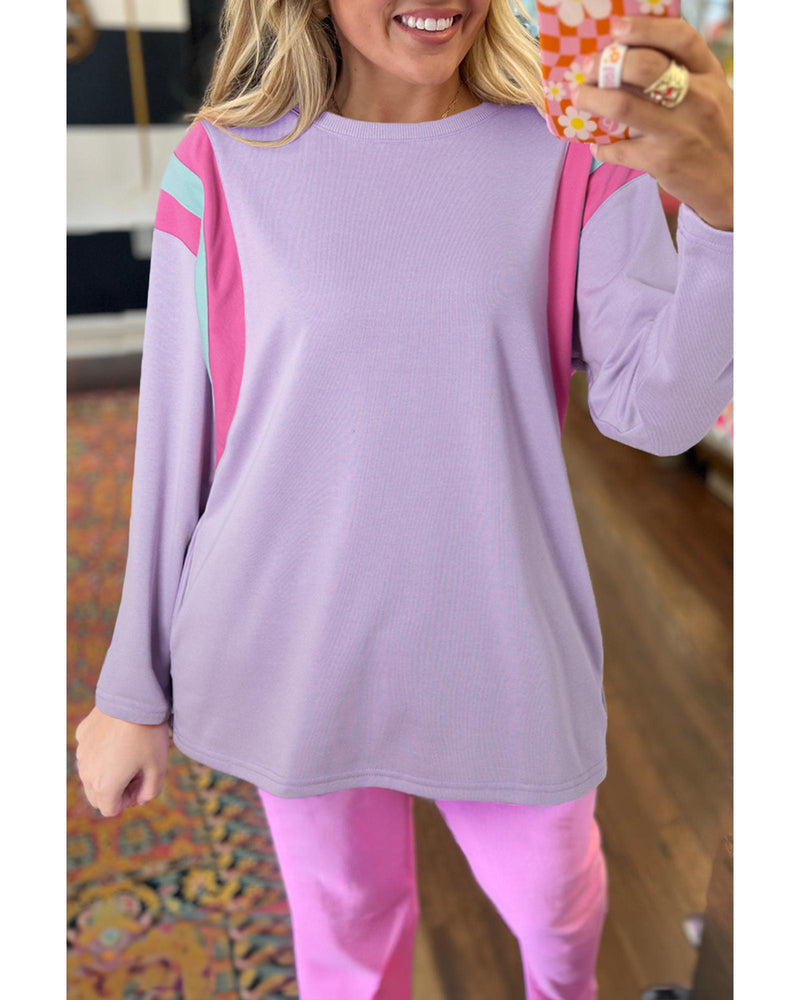 Phalaenopsis Mineral Wash Colorblock Arm Patchwork Oversize Top - M