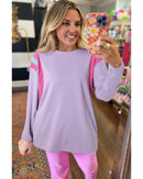 Phalaenopsis Mineral Wash Colorblock Arm Patchwork Oversize Top - XL