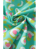 Green Abstract Printed Lace-up Lantern Sleeve Babydoll Blouse - XL