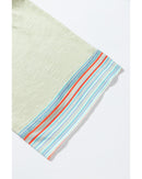 Meadow Mist Green Waffle Knit Wide Bracelet Sleeve Patchwork Raglan Top - L