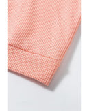 Grapefruit Orange Waffle Knit Wide Bracelet Sleeve Patchwork Raglan Top - L