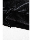 Black Pearl Beaded Half Sleeve Velvet Top - L