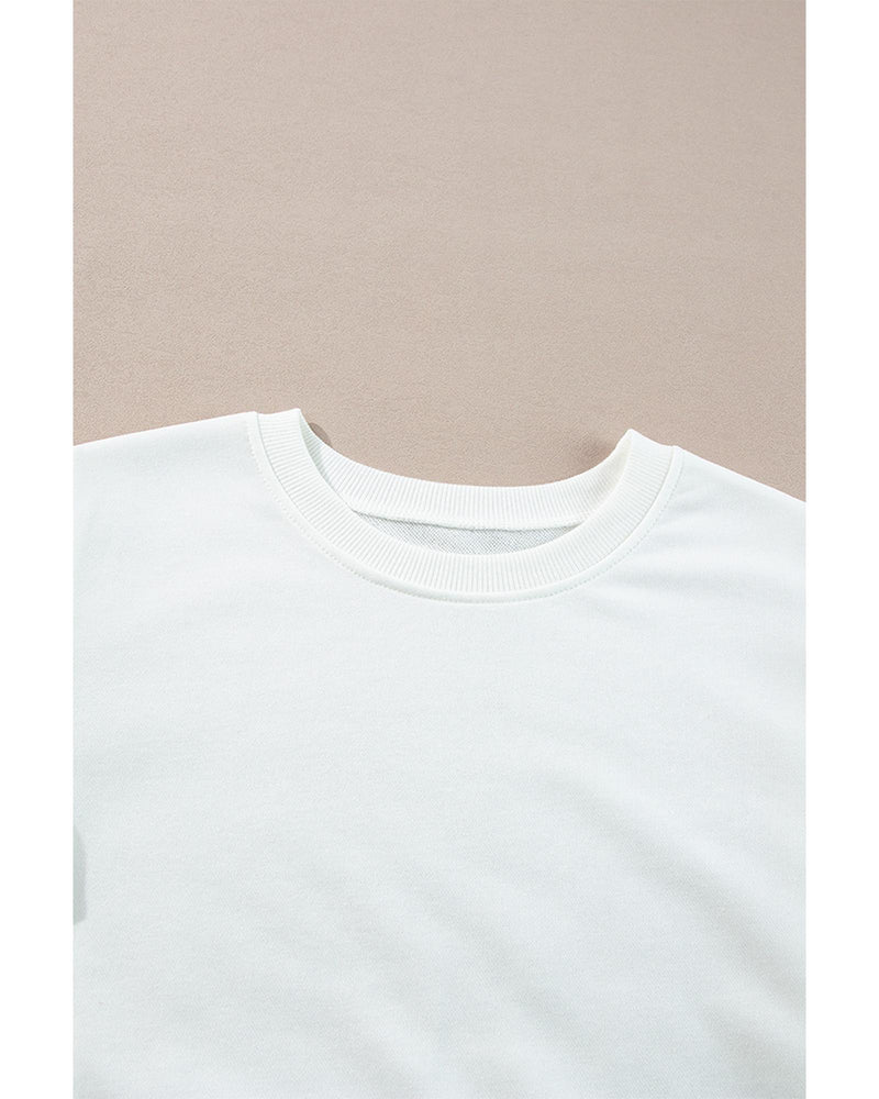 White French Terry Color Block Long Sleeve Top - M