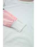 White French Terry Color Block Long Sleeve Top - S
