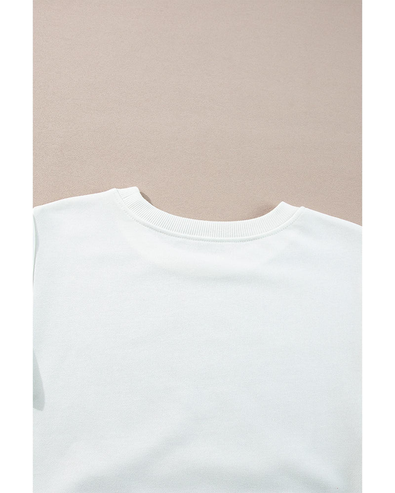 White French Terry Color Block Long Sleeve Top - XL