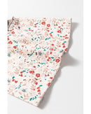 Goat Colorblock Floral Patchwork Flared Sleeve Buttons Henley Top - L