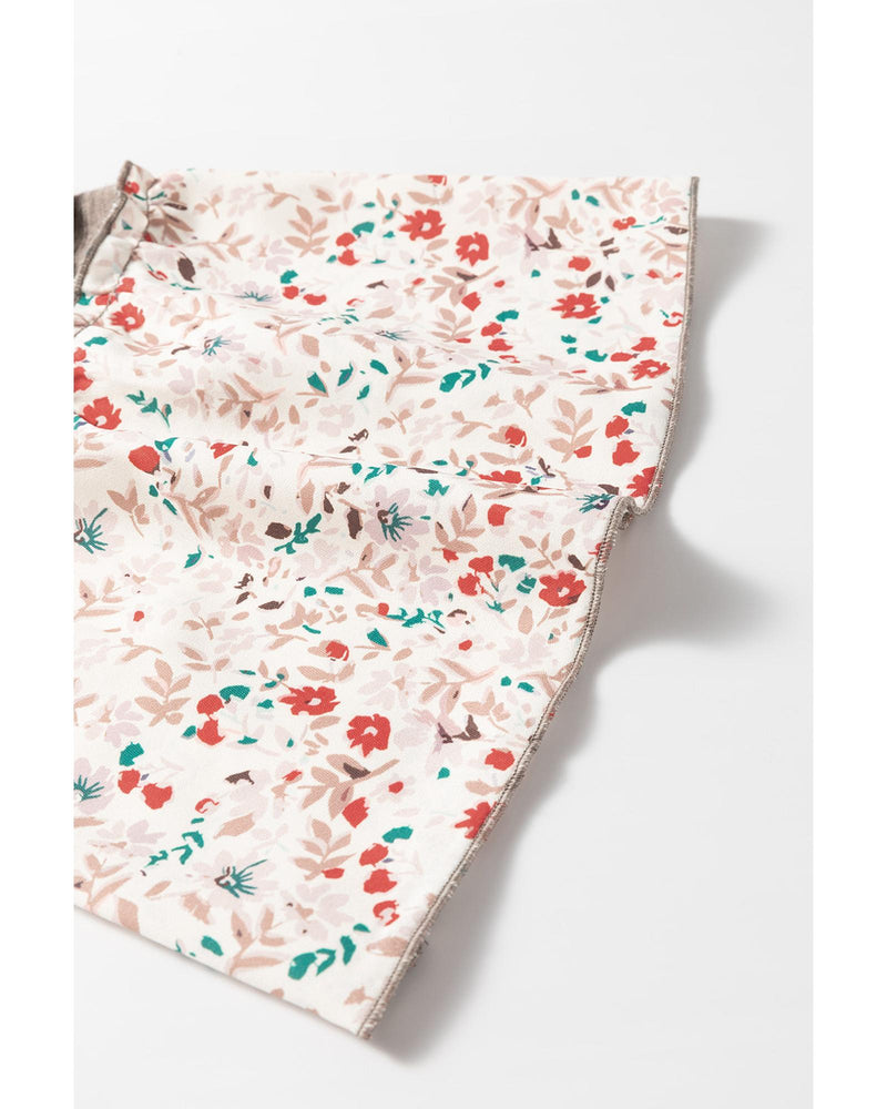 Goat Colorblock Floral Patchwork Flared Sleeve Buttons Henley Top - M