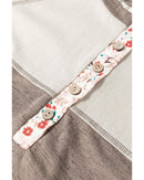 Goat Colorblock Floral Patchwork Flared Sleeve Buttons Henley Top - S