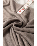 Goat Colorblock Floral Patchwork Flared Sleeve Buttons Henley Top - S