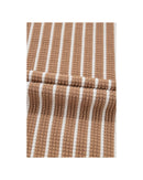 Khaki Stripe Patched Edge Textured Round Neck Long Sleeve Top - XL