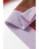 Orange Color Block Side Slits Raglan Sleeve Loose Fit Top - 2XL