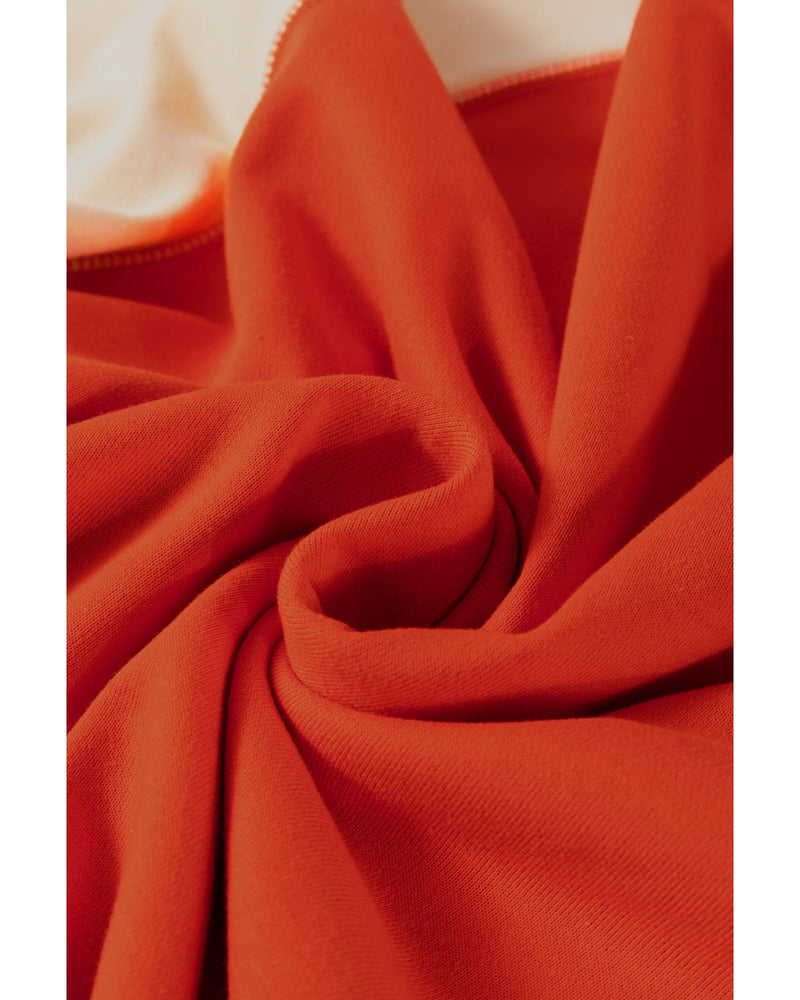 Orange Color Block Side Slits Raglan Sleeve Loose Fit Top - L