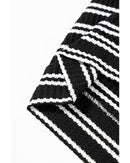 Black Stripe Textured Quarter Zip Collar Long Sleeve Top - M