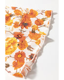 Orange Floral Printed Bell Sleeve Mock Neck Scallop Trim Blouse - S