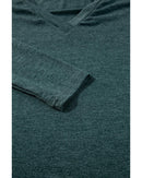 Mist Green Solid Color Long Sleeve V Neck Top - S