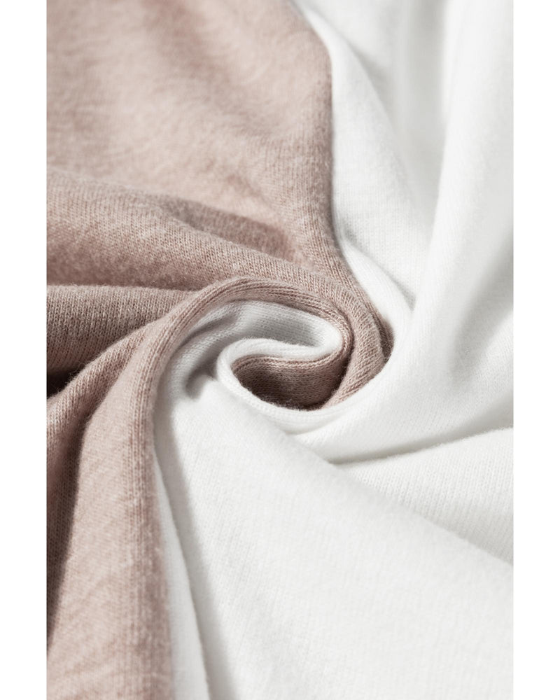 Khaki Colorblock Long Sleeve Crew Neck Top - M