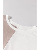 Khaki Colorblock Long Sleeve Crew Neck Top - S