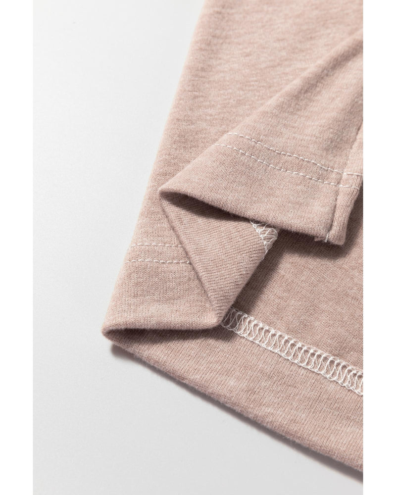 Khaki Colorblock Long Sleeve Crew Neck Top - S