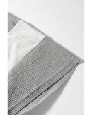 Light Grey Two Tone Contrast Waffle Knit Patched Buttoned V Neck Top - S