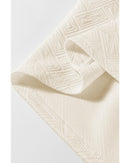 Beige Preppy Striped Trim Textured Quarter Zipper Colorblock Short Sleeve Top - M