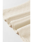 Beige Preppy Striped Trim Textured Quarter Zipper Colorblock Short Sleeve Top - M