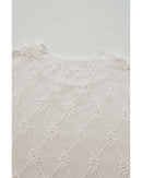 White Geometric Embroidered Slim Fit O Neck T Shirt - XL