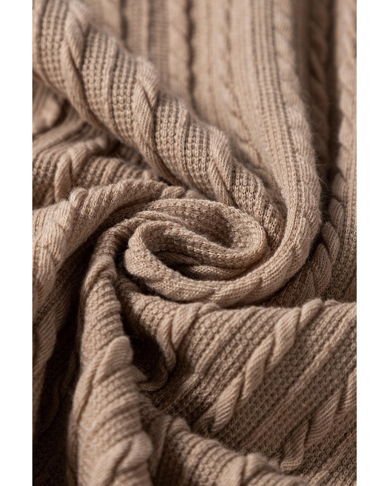 Parchment Textured Colorblock Long Sleeve Quarter Zip Drawstring Hooded Top - M