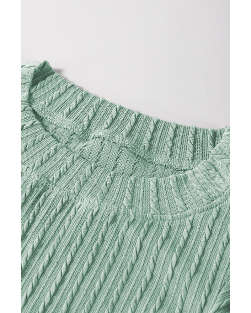 Moonlight Jade Solid Color Textured Flutter Sleeve Top - S