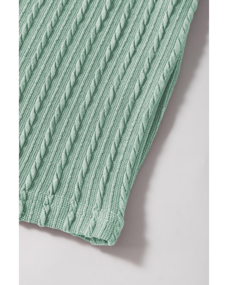 Moonlight Jade Solid Color Textured Flutter Sleeve Top - S