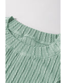 Moonlight Jade Solid Color Textured Flutter Sleeve Top - XL