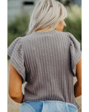 Sleet Solid Color Textured Flutter Sleeve Top - M