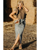 Sleet Solid Color Textured Flutter Sleeve Top - XL