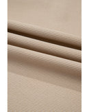 Pale Khaki Contrast V Neck Ruffled Textured Knit Top - M