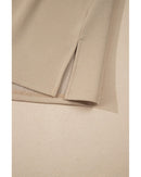 Pale Khaki Contrast V Neck Ruffled Textured Knit Top - M