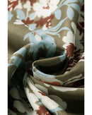 Green Floral Print Mesh Fitted Long Sleeve Top - S