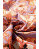 Orange Floral Print Ruffled Flutter Sleeve Frilled V Neck Blouse - XL