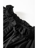 Black Ruffled Puff Short Sleeve Loose Blouse - XL