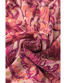 Red Floral Print Ruffled Puff Short Sleeve Blouse - M